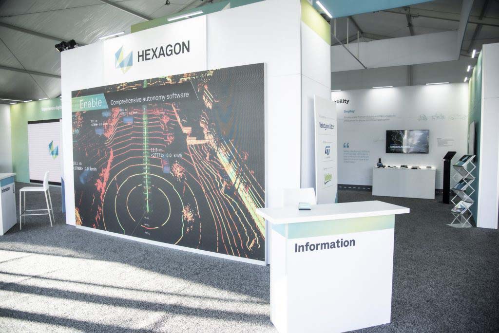 Photograph of Hexagon display showing sensor visualization